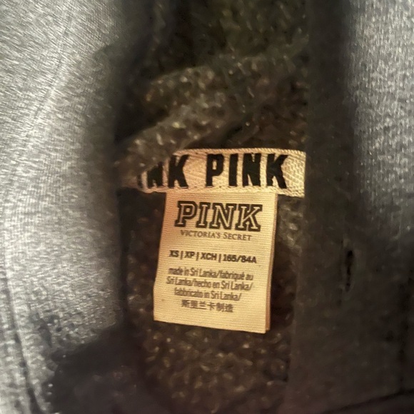 PINK grey and red cropped hoodie size xs - Picture 2 of 2